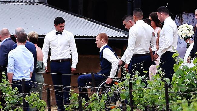 Alex McKinnon and groomsmen ahead of the ceremony.  Picture: Diimex