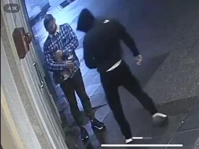 CCTV shows Craig Bantoft, 37, and Guy Finnegan, 30, mistakenly setting the Curly Lewis Brewery in Bondi alight.