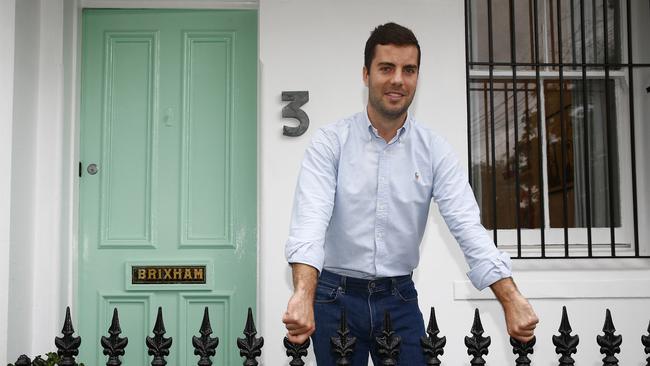 William Marshall outside his Paddington home where he is working during COVID-19. Picture: John Appleyard