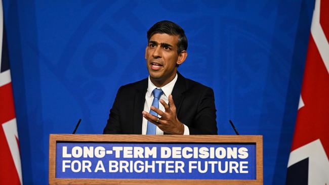 UK Prime Minister Rishi Sunak. Britain, despite an announcement of rolling back net-zero policies, also did not participate in the summit. Picture: Justin Tallis