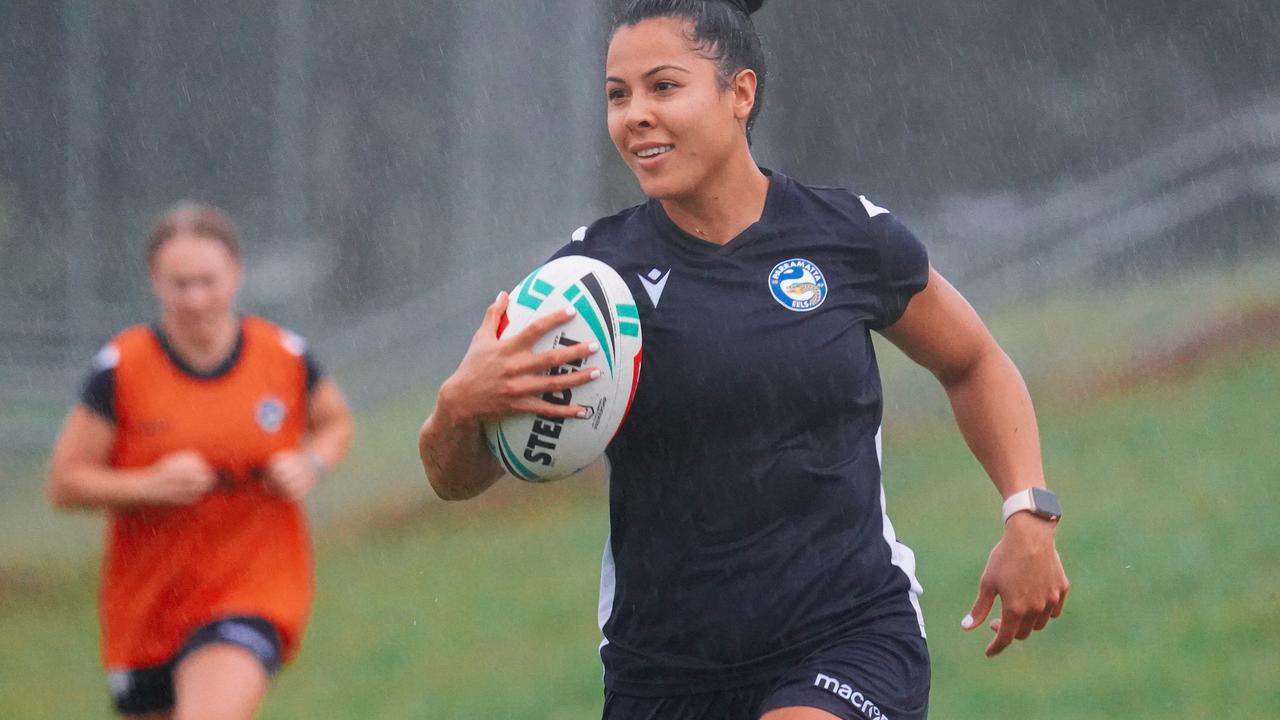 Parramatta signing Tiana Penitani goes through her paces. Picture: Eels Digital