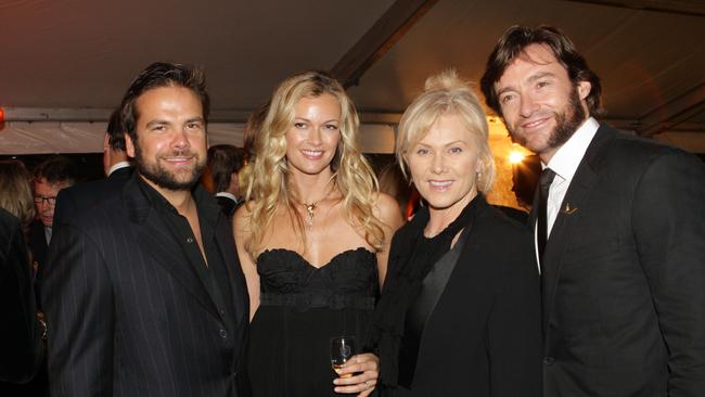 Lachlan Murdoch and wife Sarah with Deborah Lee Furness and Hugh Jackman at Opera House in Sydney for annual Gold Dinner charity fundraiser in aid of The Sydney Children's Hospital.