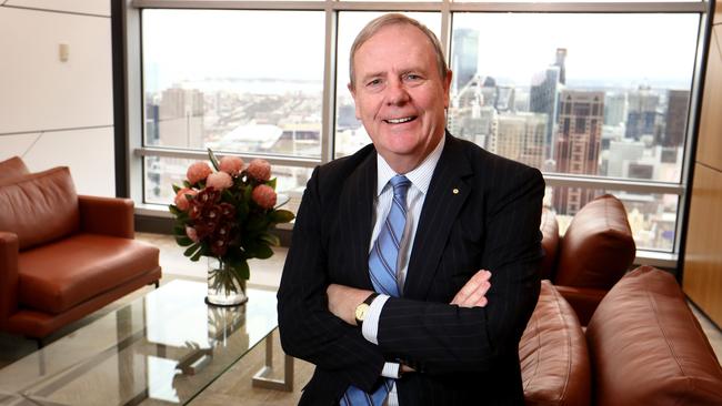 Future Fund chairman Peter Costello at Future Fund HQ in Melbourne. The sovereign wealth fund has made an average return of 9.9 per cent over the last five years. Picture: David Geraghty