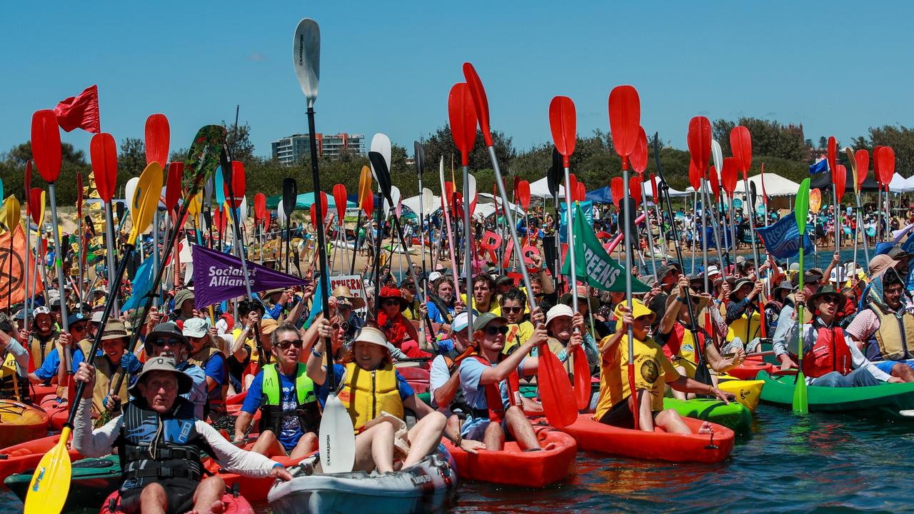 The protesters last year blocked the Port of Newcastle for 30 hours. Photo: Roni Bintang/Getty Images.