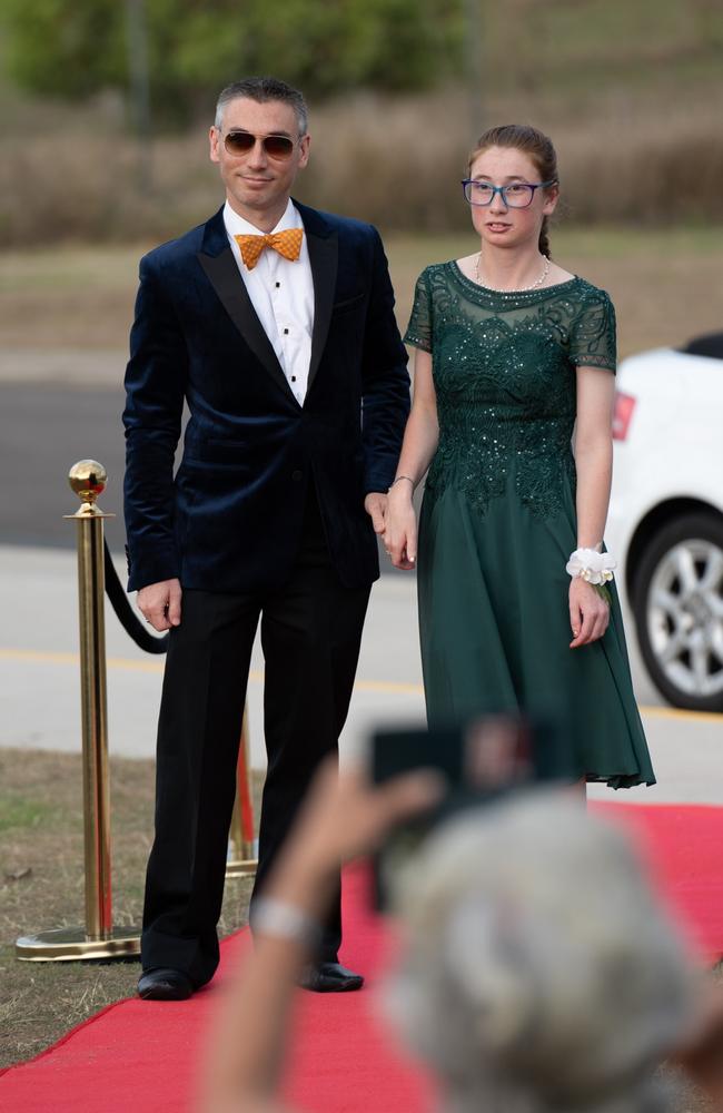 Aurora Batchelor and Michael Batchelor of Cooloola Christian College graduating class 2023 arrive at their formal. October 5, 2023. Picture: Christine Schindler