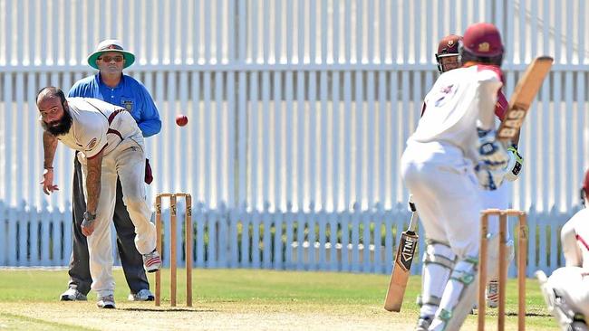 GRAND FINAL ACTION: Caboolture&#39;s Preston White sends one down. Picture: Patrick Woods