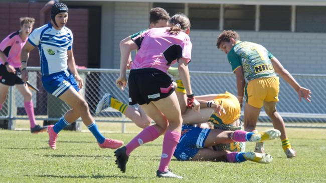Ignatius Park College and Kirwan State High School teams take on St Brendanâ€™s College Yeppoon teams in Queensland state rugby league semi finals at Mackay on Wednesday, August 24, 2022.