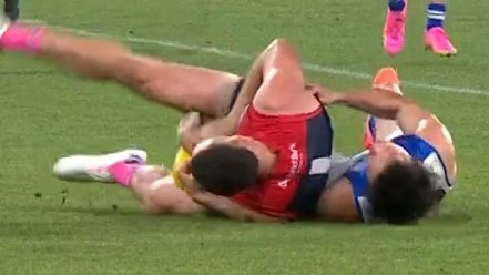 May's head initially didn't hit the ground. Photo: Fox Sports