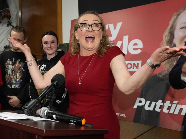 Mary Doyle arrives at Boronia Bowling Club on Saturday night to a rousing crowd. Picture: Tony Gough