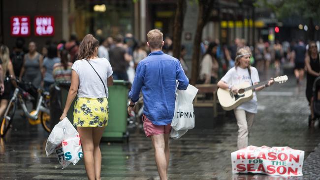 Christmas shoppers in Sydey’s CBD. Picture: Julian Andrews