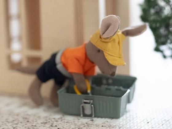 The Kangaroo Tradie, Dazza is not your typical kangaroo; he's a hardworking tradie who loves to build and fix things.