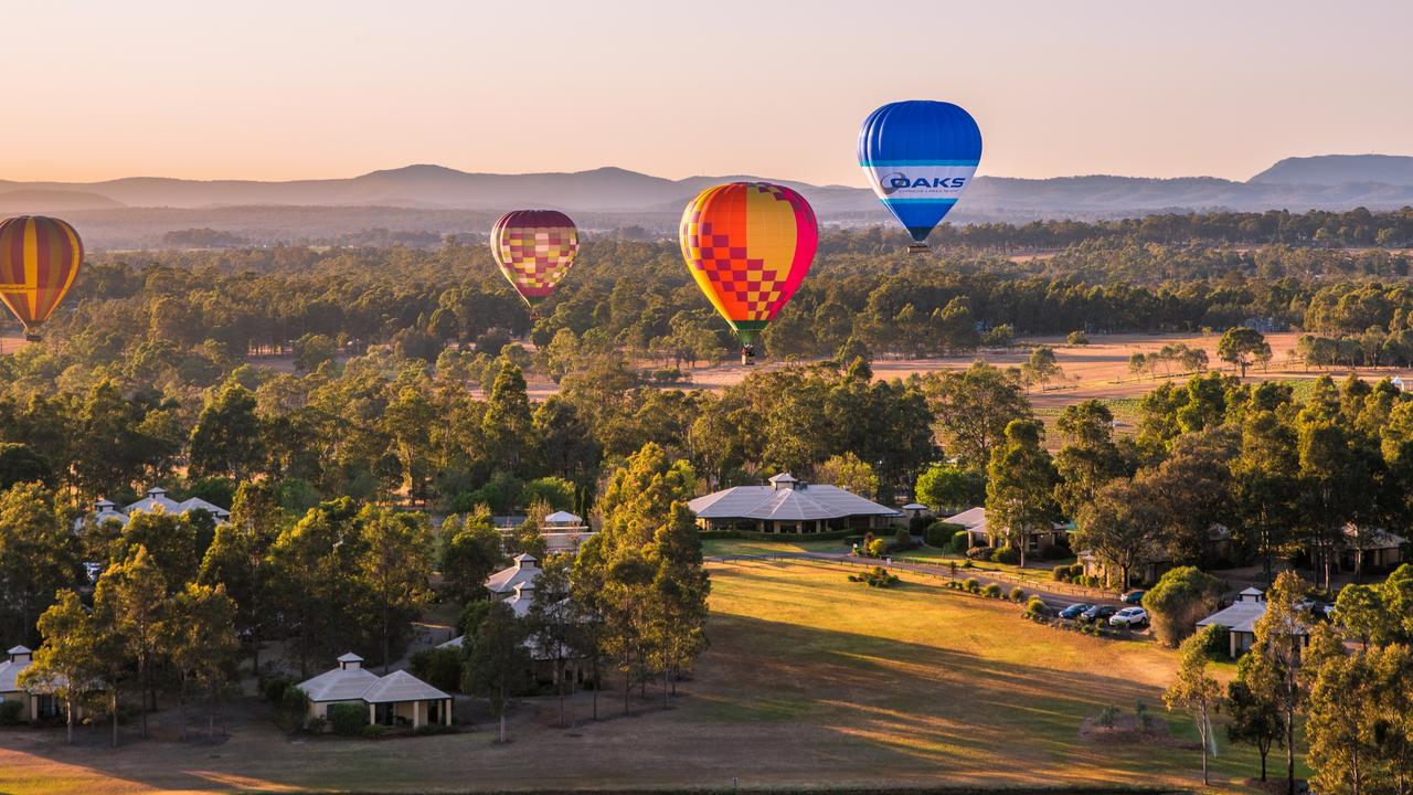 No better way to see the Hunter Valley region than from a hot-air balloon followed by a champagne breakfast at the Crowne Plaza Hunter Valley. Picture: Supplied