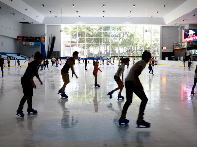 Visitors to the Macquarie Ice Rink in Macquarie Park enjoy their time on the ice. Picture: Angelo Velardo