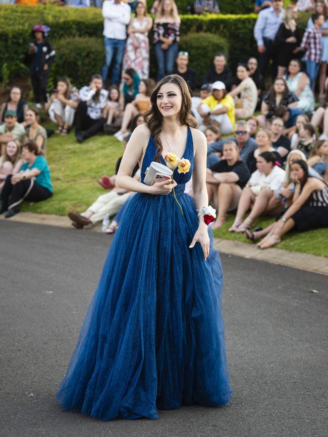 Nsren Domat arrives at Harristown State High School formal at Highfields Cultural Centre, Friday, November 18, 2022. Picture: Kevin Farmer