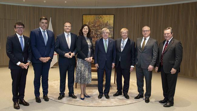 IOC President Thomas Bach meets with the Australian Delegation including Queensland Premier Annastacia Palaszczuk. Picture: Greg Martin/IOC