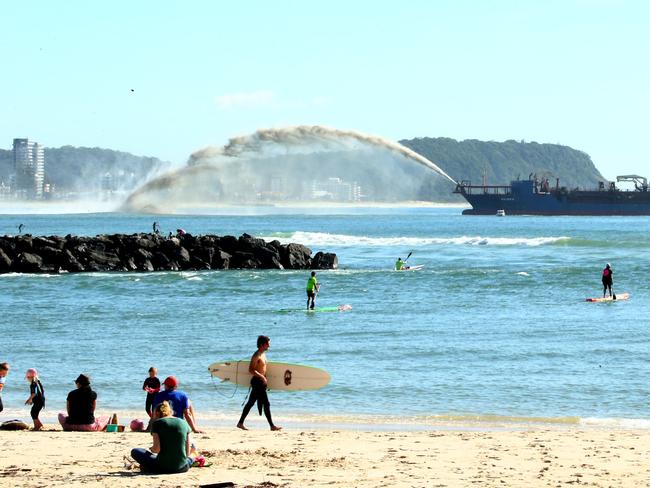 Dredge pictured working off southern end of Palm Beach . Picture Mike Batterham