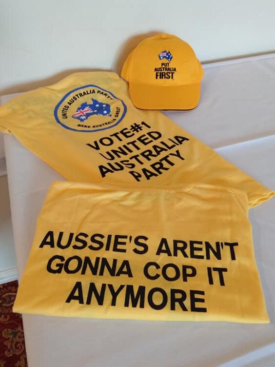 United Australia Party campaign merchandise. Picture: Facebook