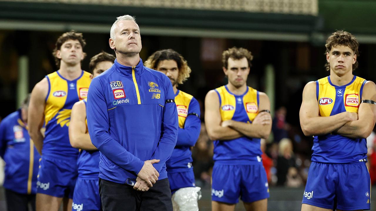 West Coast coach Adam Simpson has a decision to make. Picture: Phil Hillyard