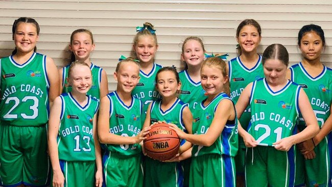 Gold Coast Waves under-12 girls basketball team.