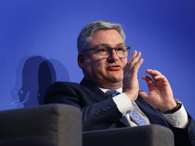 14/11/24: Dr Raphael Arndt, CEO Future Fund speaks at the ASIC Annual Conference at the Hilton hotel. John Feder/The Australian.