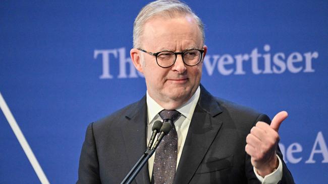 ADELAIDE, AUSTRALIA - NewsWire Photos FEBRUARY 21, 2025: The Prime Minister, Anthony Albanese delivers a speech at the Building a Bigger, Better SA Forum. Picture: NewsWire / Brenton Edwards