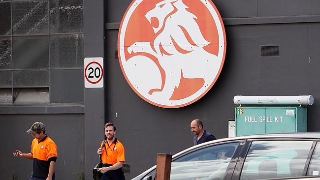 Workers at General Motors Holden's Fisherman's Bend engine factory after GMH announced it was closing its Australian operations. Picture: News Limited. 