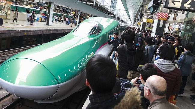 Japan started its first bullet train service to the northern island of Hokkaido last month. Guess when it’s going to happen here? Never, says Jason Murphy. Picture: Rodrigo Reyes Marin/Zuma Press