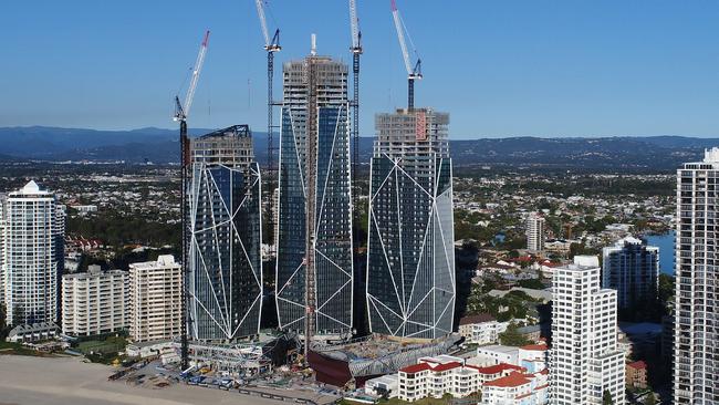 The massive Jewel project under construction at Surfers Paradise. Picture: Glenn Hampson