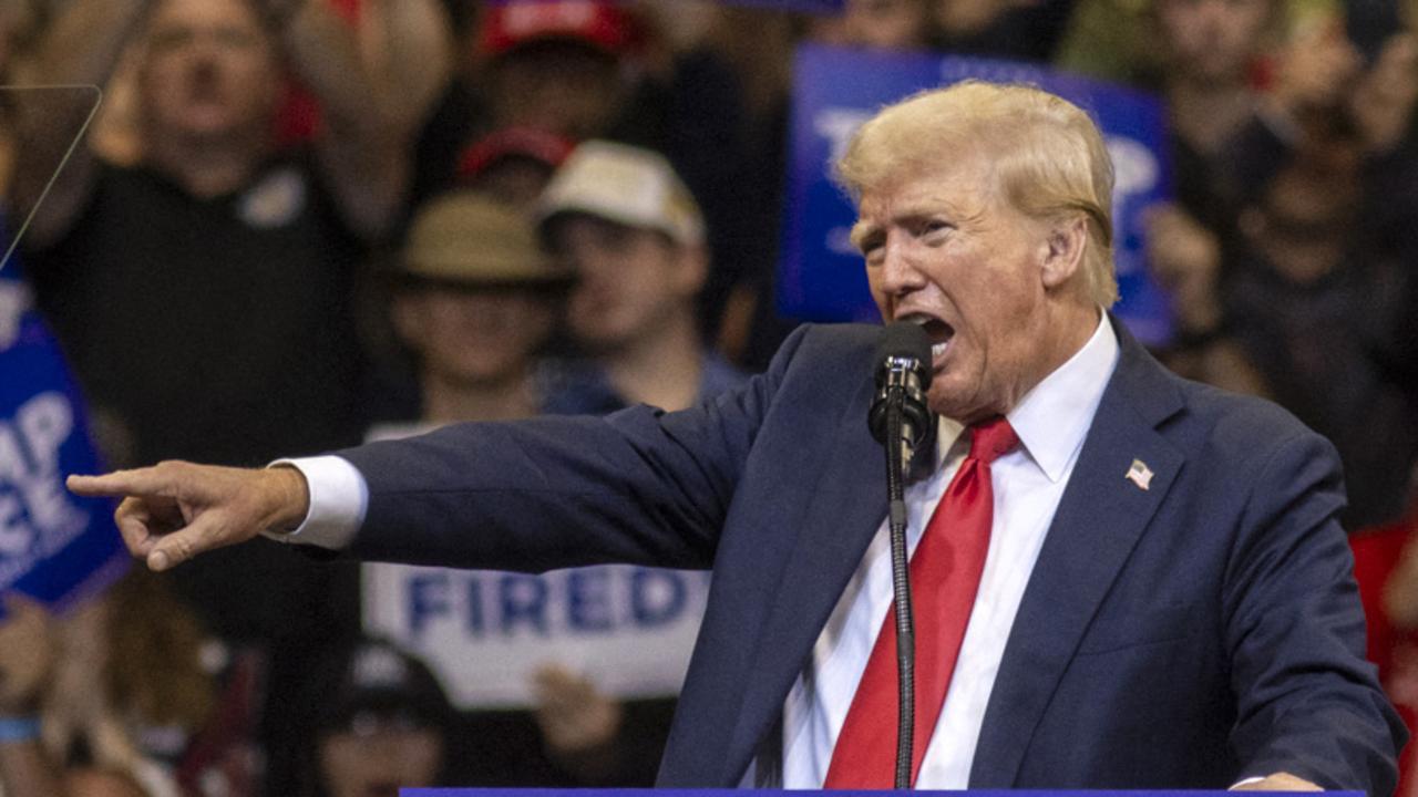 Former US President and Republican presidential candidate Donald Trump speaks during an election campaign rally in Bozeman, Montana. Picture: Natalie Behring/AFP