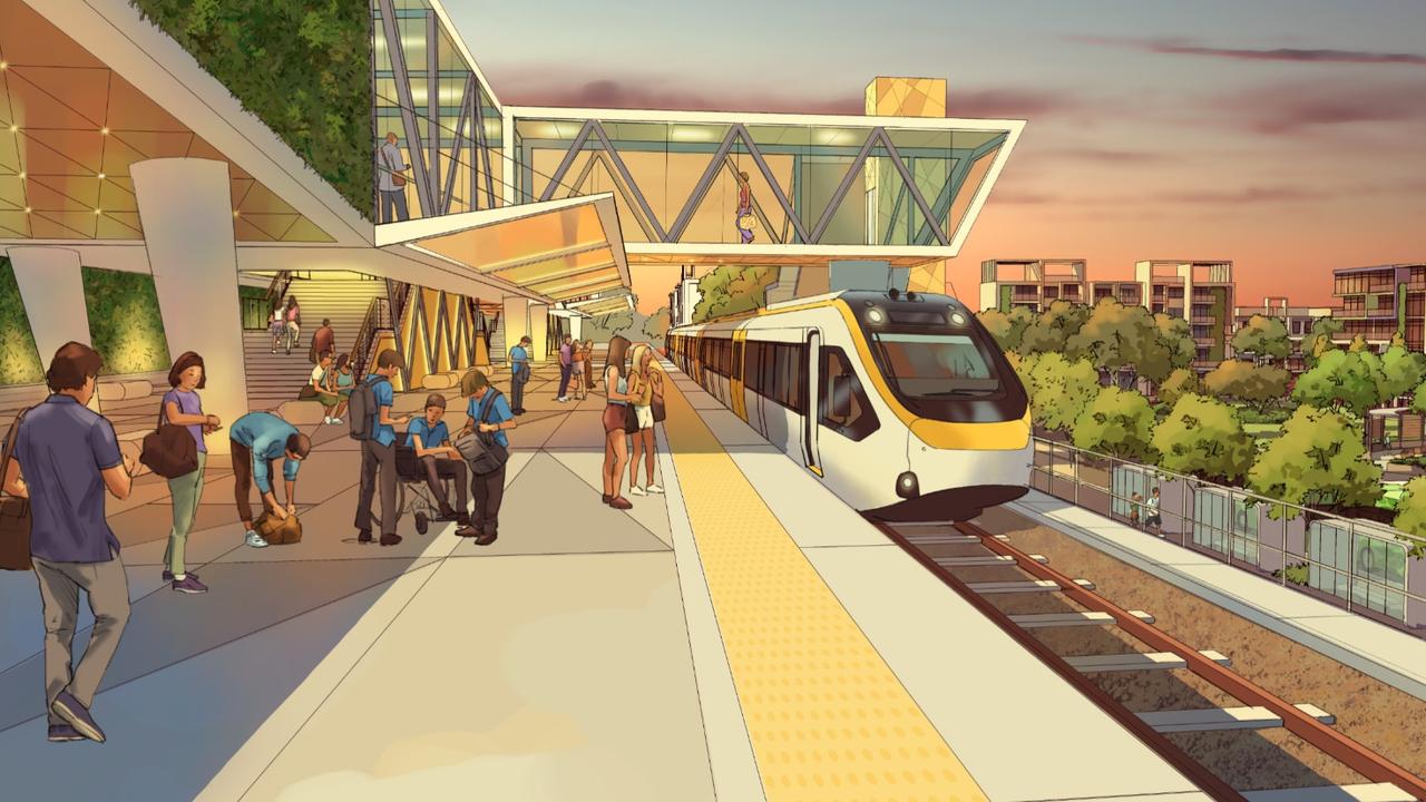 An artist's impression of the Sunshine Coast Direct Rail Line, which could cover 37km and feature seven stations. Picture: TMR.