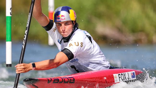 Jessica Fox on the way to her victory in the C1 World Cup race in Slovenia.