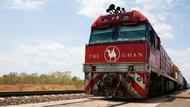 The Ghan train at Katherine Station.