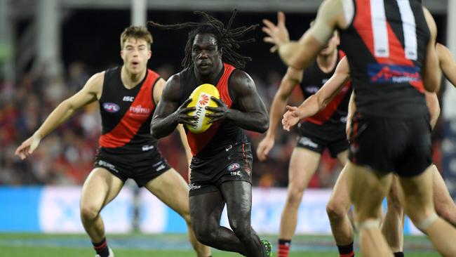 Anthony McDonald-Tipungwuti would add some much needed pace and pressure to the Crows forward line. Picture: AAP Image/Dave Hunt