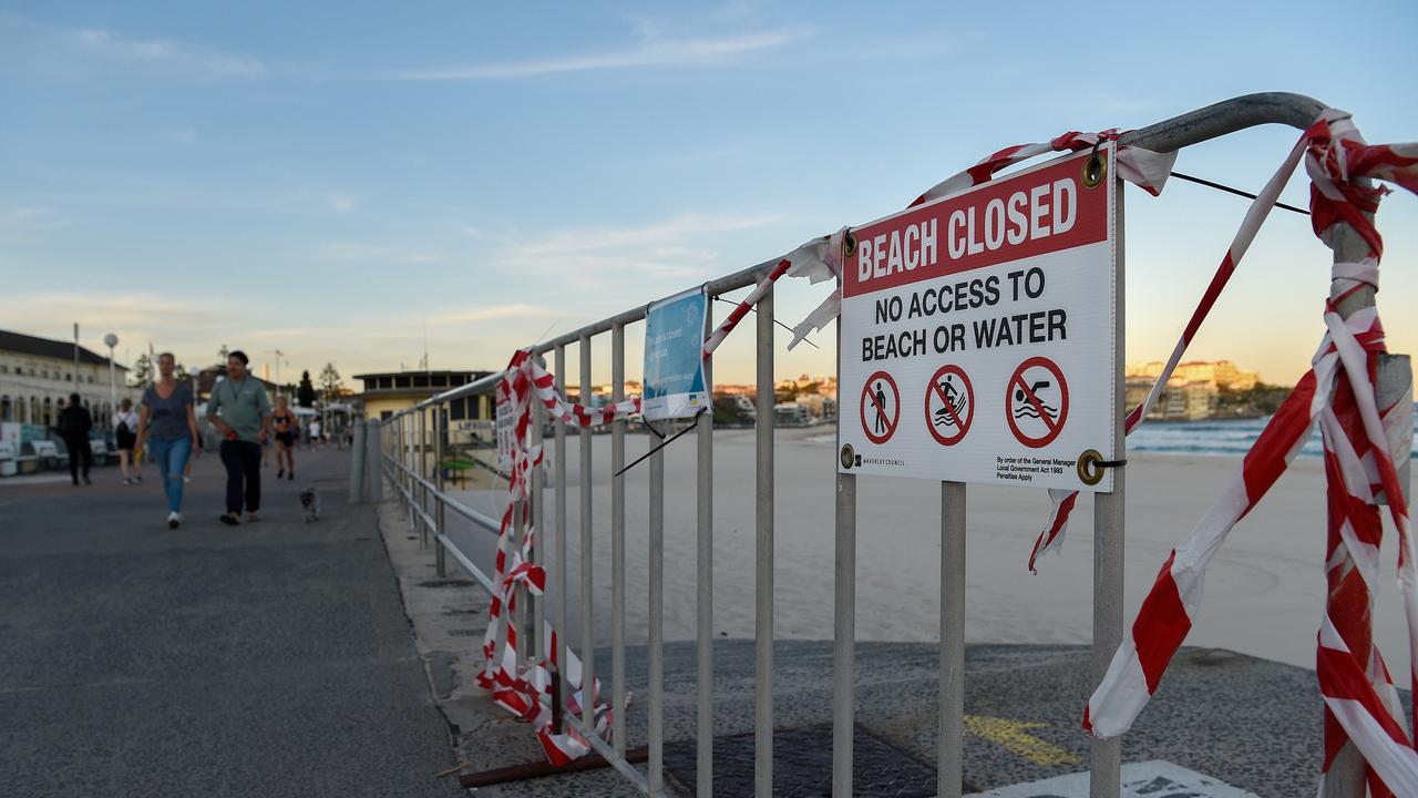 Beaches were closed to discourage large groups. Picture: Bianca De Marchi/AAP