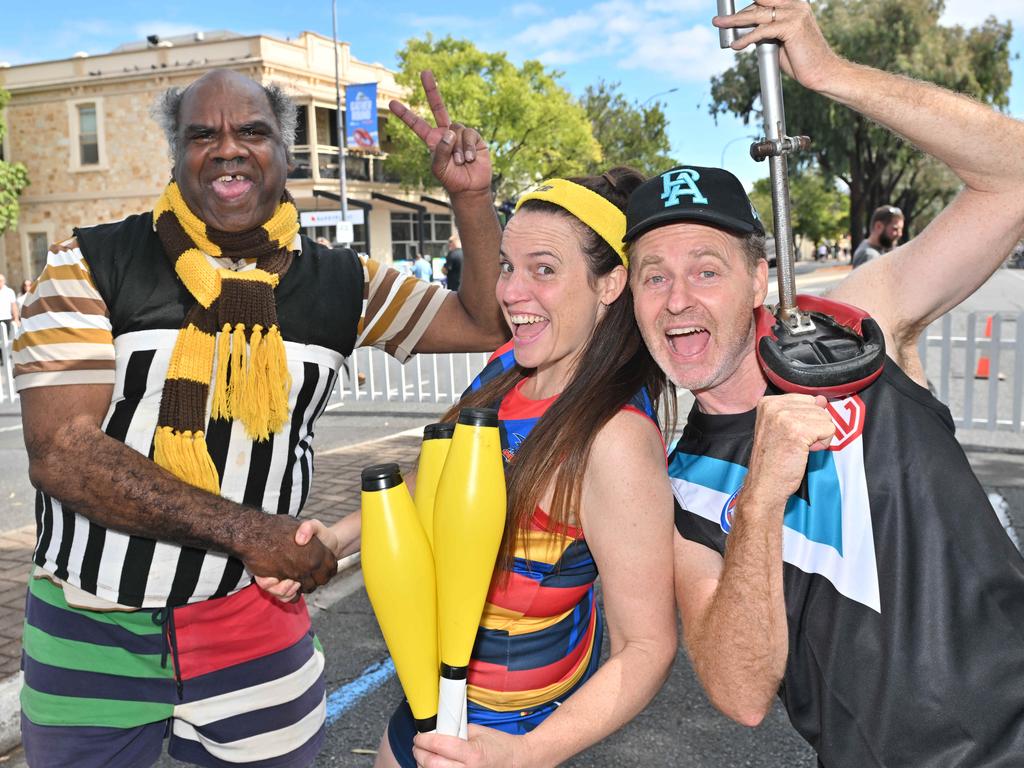 Footy fans enjoying the Norwood Food and Wine Festival on Sunday. Picture: Brenton Edwards