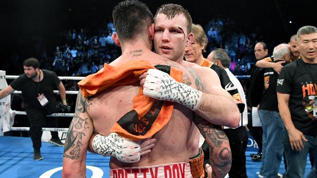 Horn and Zerafa embrace after their epic bout.