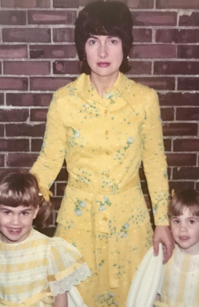 Julie Inman when she was five in 1973 and her mum Glenda and sister Amy. Picture: Supplied