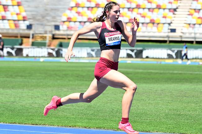 Amaya Mearns is just 16 years old and stormed home in the U17 200m final on Saturday. Picture John Gass