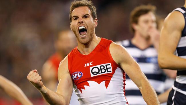 Ben McGlynn celebrates a goal for Sydney.