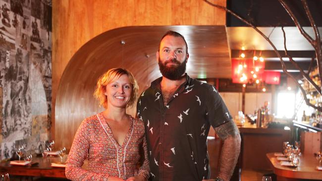 Mitchell and Nerissa McCuskey and his wife at their Etsu Japanese restaurant in Mermaid Beach. Pic Tim Marsden