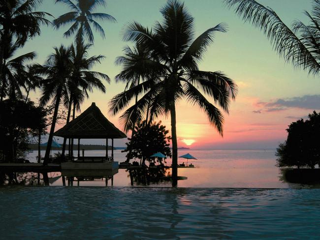 Reflective Pool at the Oberoi Beach Resort, Lombok. Picture: Supplied.   T+L Lombok