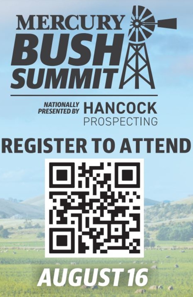 Mercury Bush Summit will be held at Blundstone Arena on August 16. Scan the QR code to register to attend. Picture: The Mercury