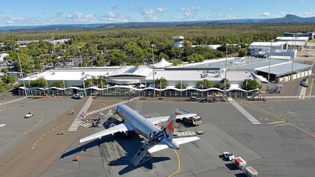 Aerials of the Sunshine Coast.Jetstar plane in front of the Susnhine Coast terminal, Sunshine Coast Airport.