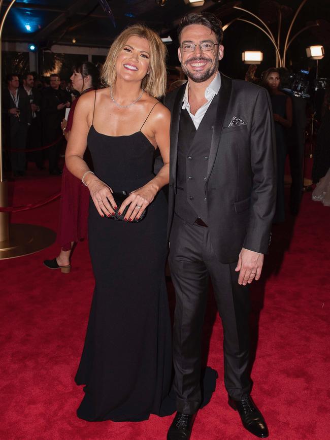 Studio 10's Sarah Harris and Joe Hildebrand on the red carpet of the 61st TV Week Logie Awards. Picture: Drew Dennis.