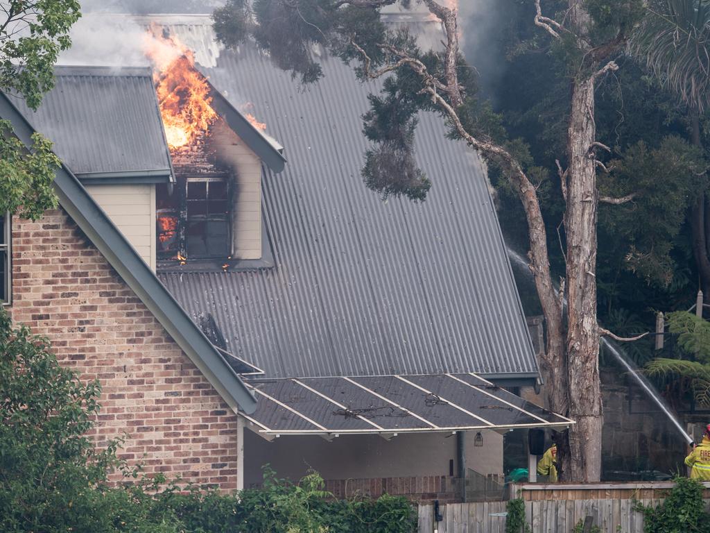 A house on fire in Northmead, Sydney. Picture: James Gourley/NCA NewsWire