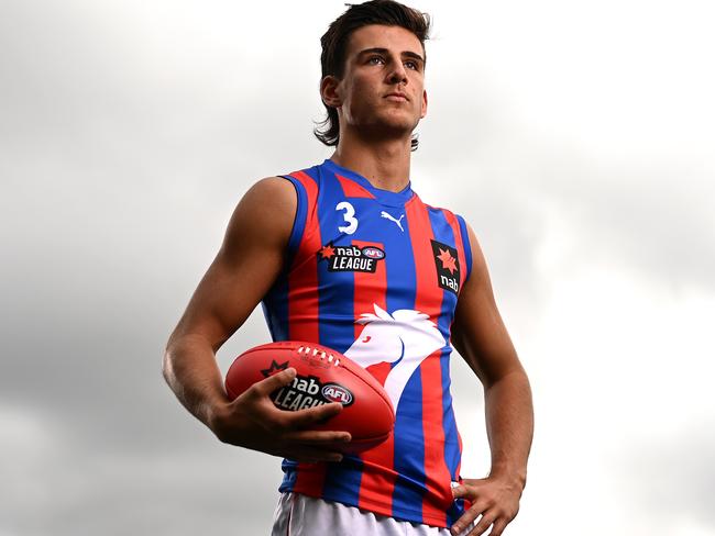 MELBOURNE, AUSTRALIA - MARCH 23: Nick Daicos of the Oakleigh Chargers poses at Ikon Park on March 23, 2021 in Melbourne, Australia. (Photo by Quinn Rooney/AFL Photos/via Getty Images)