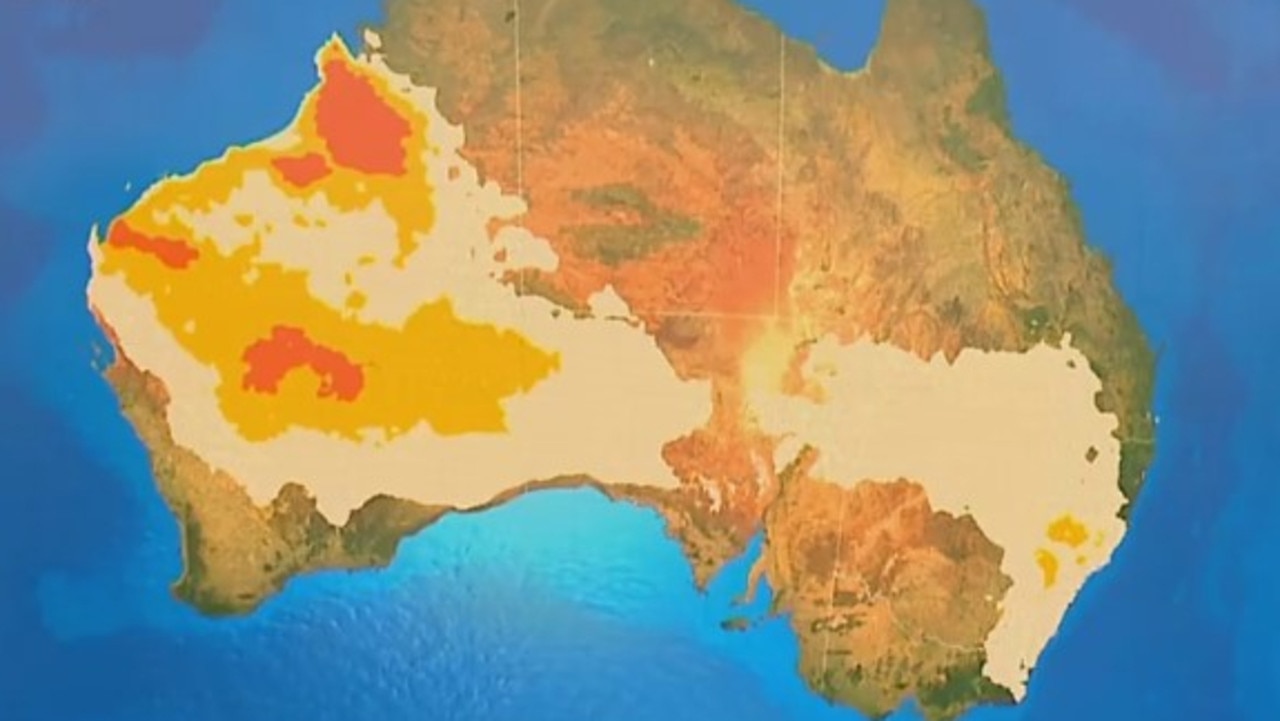 Every state and territory, at least in part, is likely to face a heatwave in the coming days as scorching late summer weather bakes the country. Picture: Sky News Weather