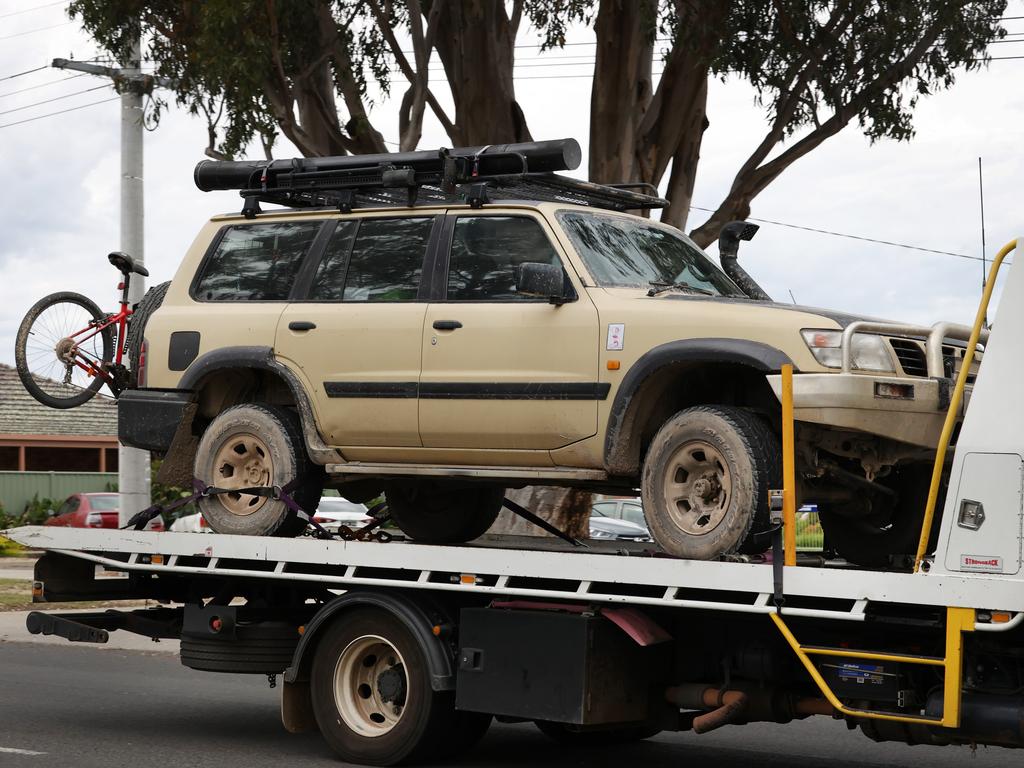 Police on Tuesday towed away Greg Lynn’s 4WD. Picture: David Caird