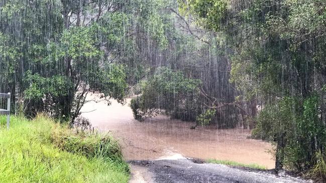 Floodwaters have been rising in Kunghur, in the Tweed Shire, on Wednesday. Picture: Jenny Leunig