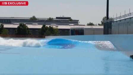 A new surf park in Germany has offered a preview of what South Australia's own pool will look like once construction finishes in 2026. Picture: 9 News Adelaide